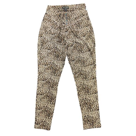 Like an Angel Skinny Jeans Women's 1X Brown Black Denim Leopard Print Stretch - Picture 1 of 7